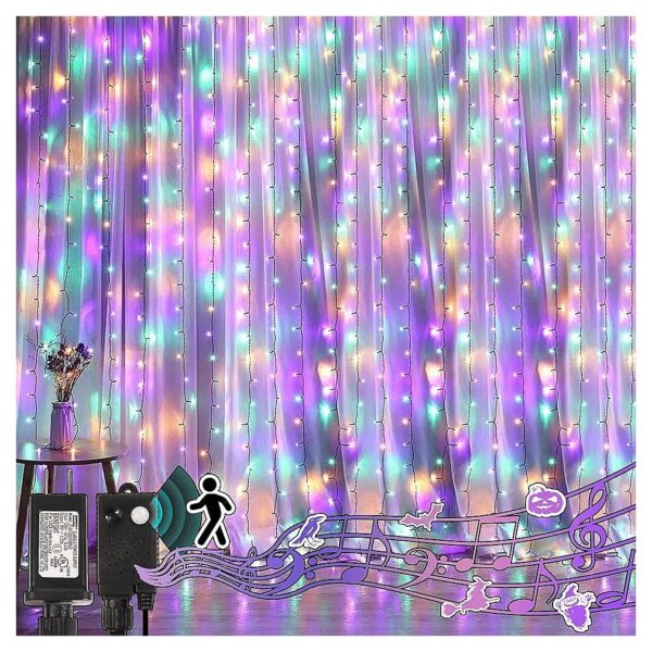 Multicolor LED Twinkle Curtain Lights for Halloween Party Decor