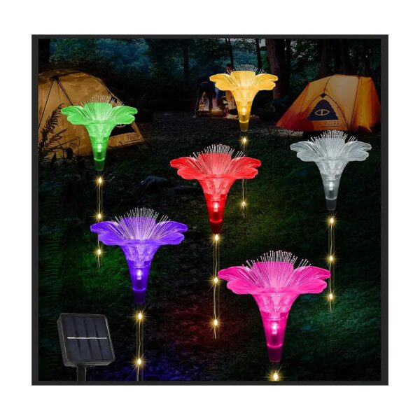 Multicolor Optical Fiber Lily Garden Lights with 8 Modes for Outdoor Decors and Gifts