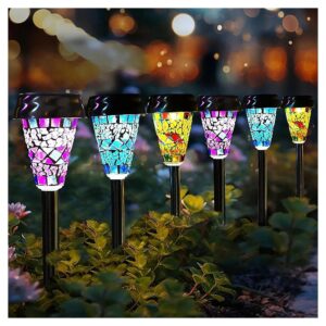 Multicolor Solar Mosaic Garden Lights for Halloween Christmas Decorations