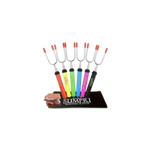 Multicolored Stainless Steel Smores Sticks for Fire Pit and Campfire Roasting