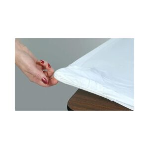 Multipack Of White Plastic Table Covers For 8 Foot Rectangular Banquet Tables