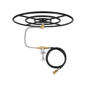 Natural Gas Fire Pit Burner Ring Installation Kit with 30-inch Black Steel Ring