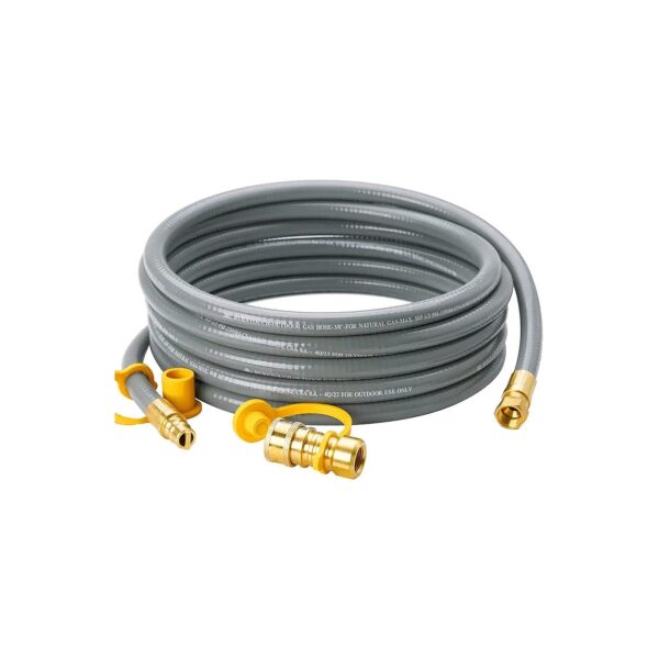 Natural Gas Hose for Grills and Appliances 15 Feet Long with Quick Connect Fittings