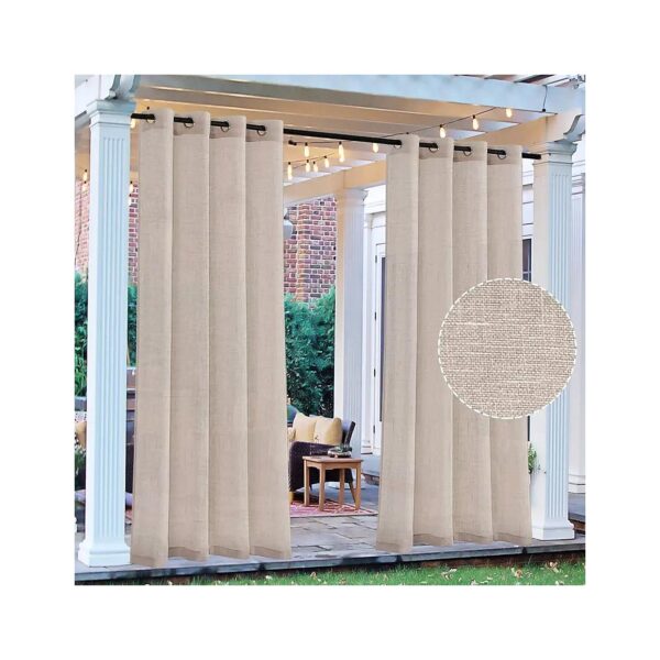 Natural Linen Patio Screen Curtain for Outdoor Privacy and Light Filtering