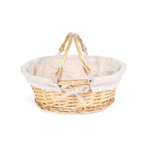 Natural Material Wicker Picnic Basket with Handles for Egg Gathering and Storage