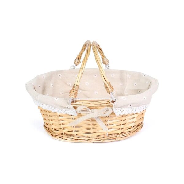 Natural Material Wicker Picnic Basket with Handles for Egg Gathering and Storage