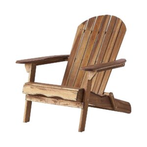 Natural Stained Folding Wood Adirondack Chair with Back Rest Support