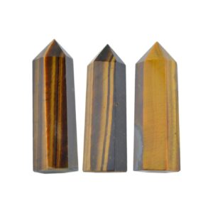 Natural Tiger Eye Stone Wands 6 Faceted Prism Crystal Gift Set for Healing Meditation