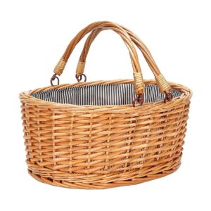 Natural Willow Picnic Basket with Double Handles Grey Color Practical Gift Storage Hamper