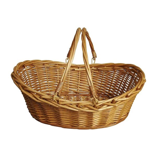 Nature-Inspired Oval Wicker Gift Basket with Linen Cotton Lining