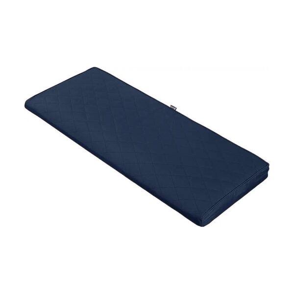 Navy 48 x 18 x 3 Inch Water-Resistant Quilted Seat Cushion for Outdoor Furniture