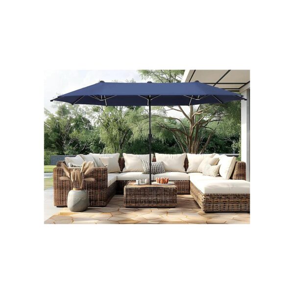 Navy Blue 13ft Double-Sided Twin Large Patio Umbrella with Crank, Classic Outdoor Shade