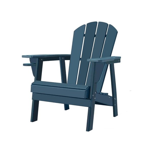 Navy Blue HDPE Outdoor Adirondack Chair with Fire Pit for Cozy Seating