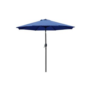 Navy Blue Outdoor Table Umbrella with 100% Polyester Waterproof Canopy and 8 Sturdy Ribs