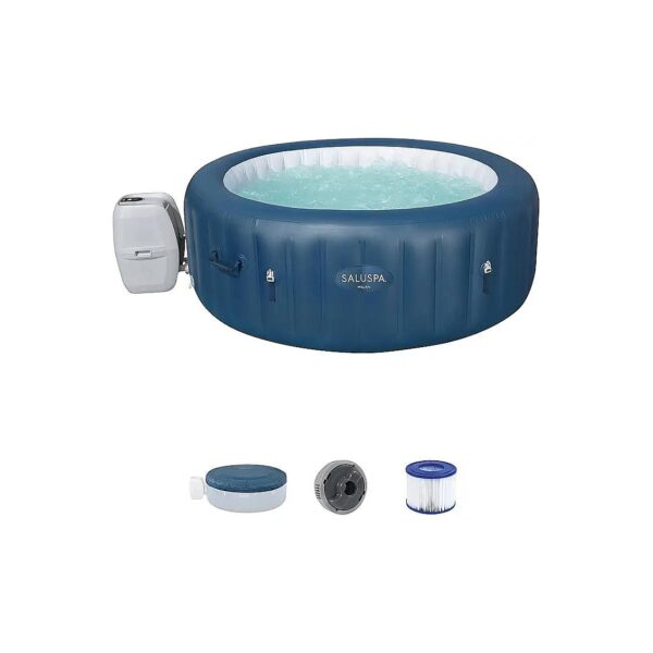 Navy Blue Round Inflatable Hot Tub Spa for 2 to 6 Persons with AirJets