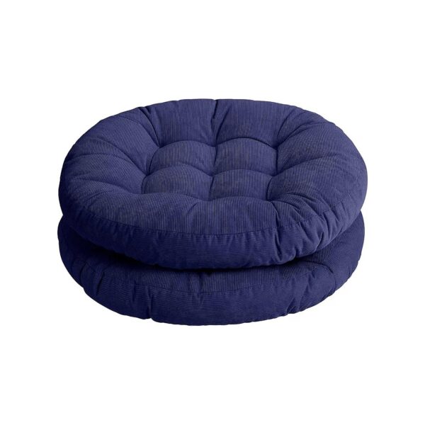 Navy Blue Round Patio Cushions 22x22 Inch Soft Corduroy Fabric Outdoor Seat Pads