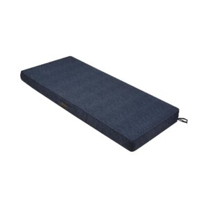 Navy Blue Textured Outdoor Loveseat Sofa Settee Bench Cushion with Carry Handle and Ties