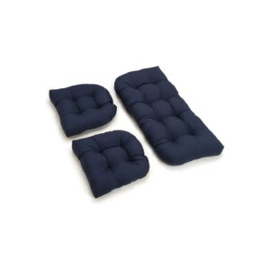 Navy Blue Twill Furniture Cushion Set of 3 with Polyester Fill and Sewn Seam Closure