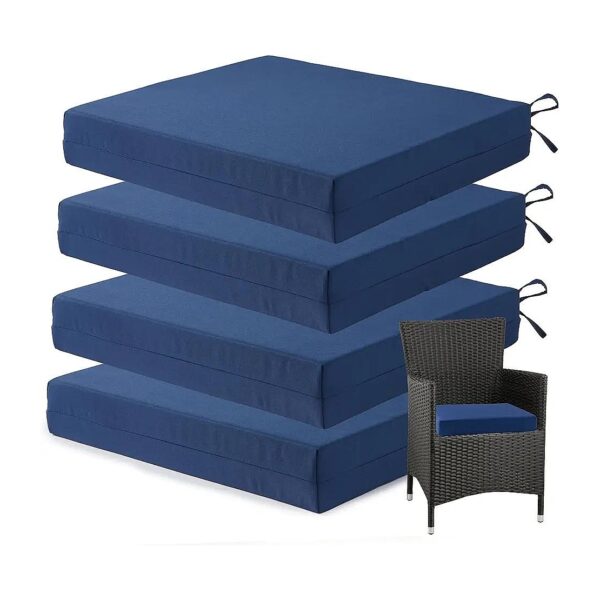 Navy Blue Waterproof Patio Furniture Cushions Set of 4 with 5" Width and 3" Height