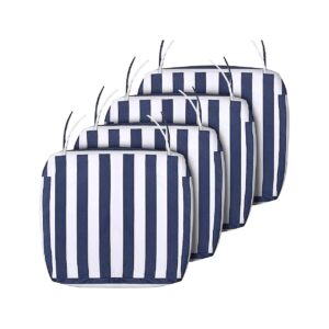 Navy Blue and White Striped Patio Cushion Covers 4 Pack Water Repellent 24 x