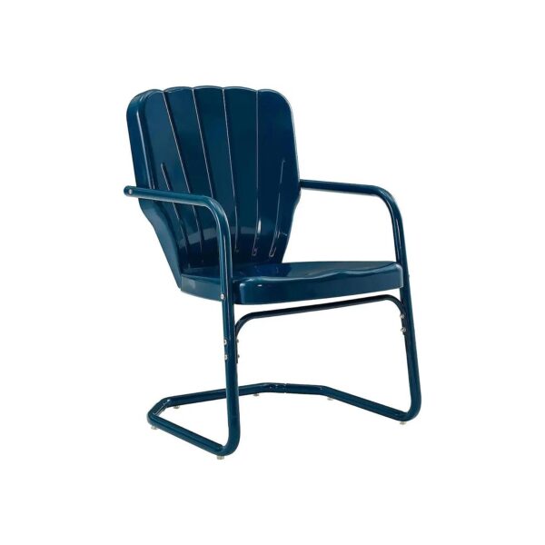 Navy Retro Metal Arm Chair Set of 2 with Sturdy Steel Construction