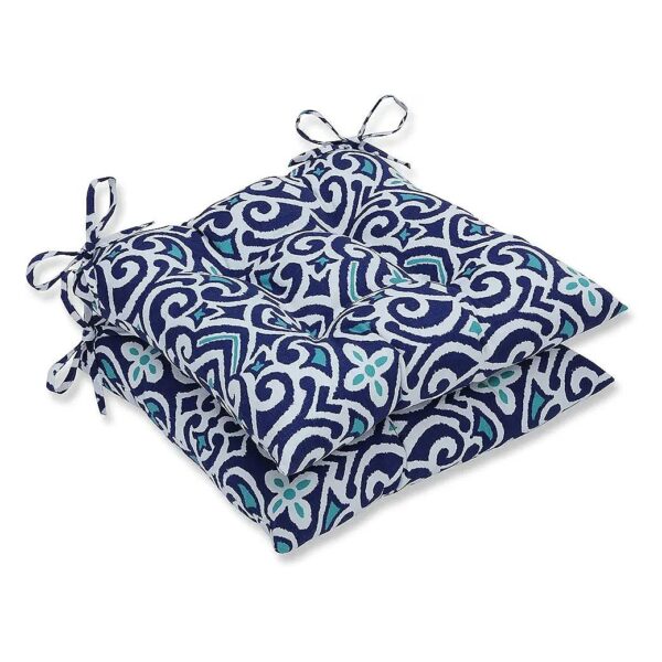 New Damask Pattern Chair Seat Cushions with Polyester Fiber Fill and Attached Ties