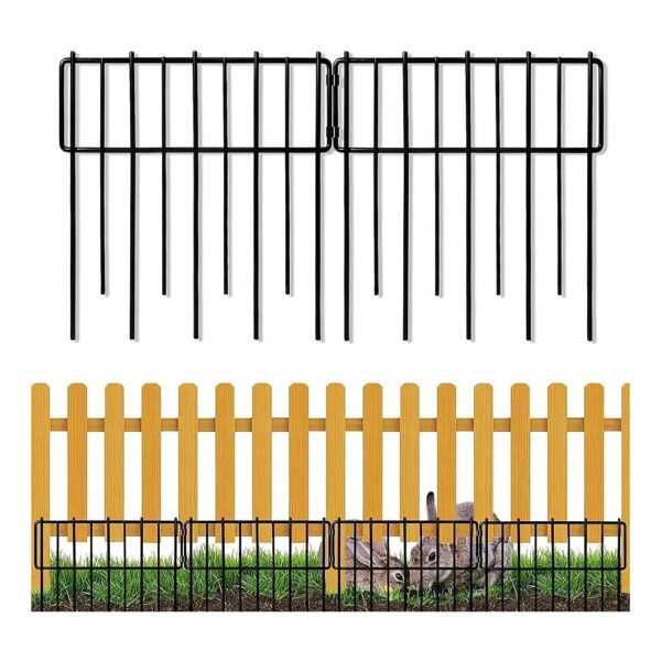 No Dig Rustproof Metal Wire Garden Fence 28 Feet Long for Rabbit and Dog Protection