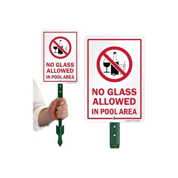 No Glass Allowed in Pool Yard Warning