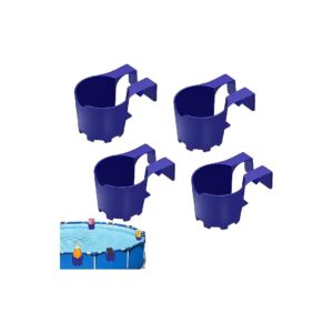 No Spill Poolside Cup Holder for Above Ground Pools with 2 Inch Round Top Bars in Blue