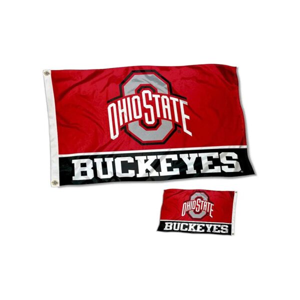 Official OSU Buckeyes 2 Sided Flag with Quadruple Stitched Flyends for Maximum Durability