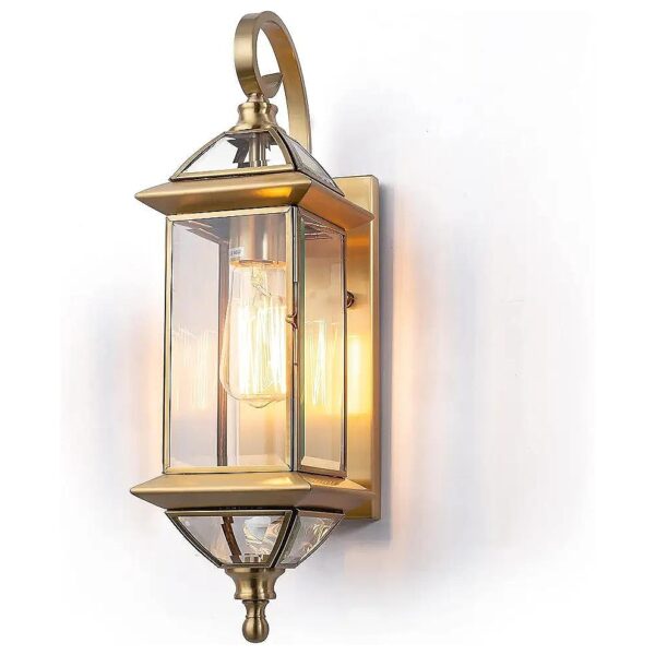 Oil Rubbed Brass Wall Mount Outdoor Light with Clear Glass and Copper