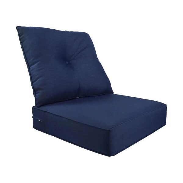 Olefin Navy Blue Deep Seat and Backrest Chair Cushion Set for Home Furniture Replacement