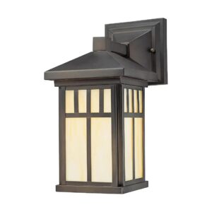 One-Light Exterior Wall Lantern with Honey Art Glass and Oil Rubbed Bronze Finish