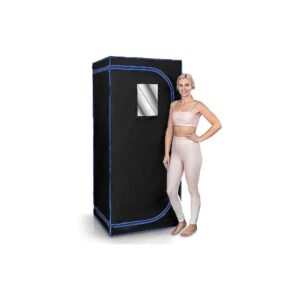 One-Person Infrared Sauna with Heated Foot Pad and Portable Chair for Home Use