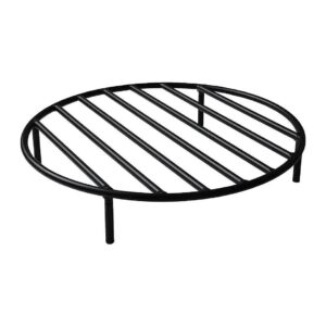 Onlyfire Round Fire Pit Grate with Legs for Cooking and Grill in Black Finish