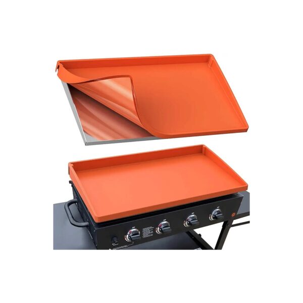 Orange Protective Griddle Cover for 36 Inch Grills, Full Wrap-Around Silicone Mat