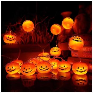 Orange Pumpkin Globe Lights, 20 LED Lights Total