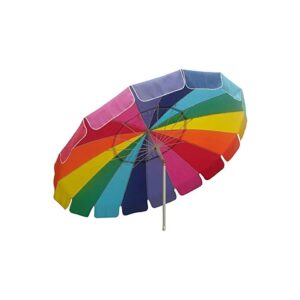 Original 8 Foot Rainbow Beach Umbrella with Sand Anchor, Fast Fold Design and Carry Bag