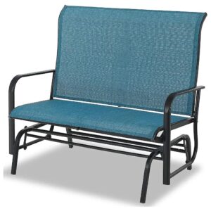 Outdoor 2-Person Patio Glider Rocker Chair with High Back Rest and Textilene Fabric