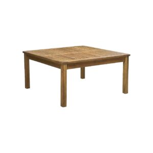 Outdoor Acacia Wood Coffee Table with Teak Finish and Weathered Brown