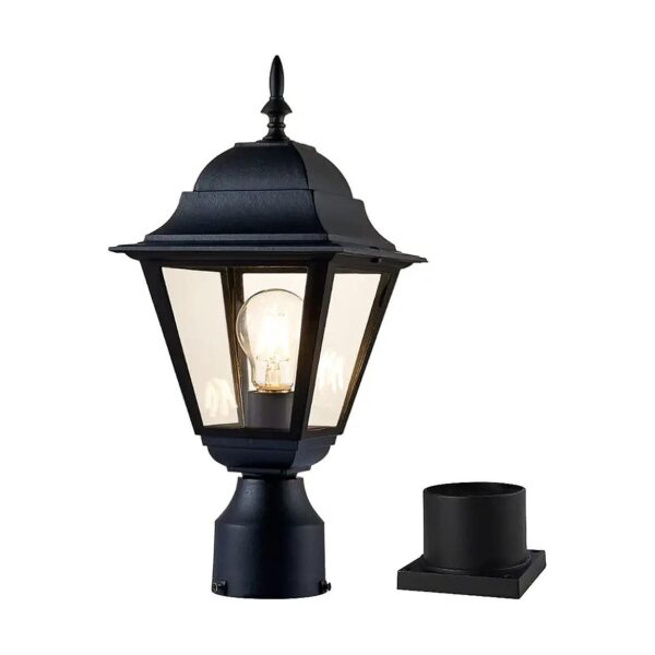 Outdoor Aluminum Post Light with Pier Mount Base Matte Black 4 inch Garden Path Lighting