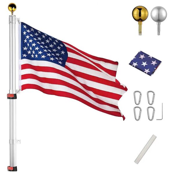 Outdoor American Flagpole Kit with Telescoping Design for Yard Garden and Commercial Use