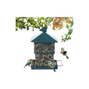 Outdoor Bird Feeder for Bluebirds, Cardinals, Finches and Sparrows with Metal Mesh