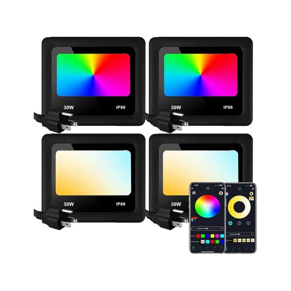 Outdoor Bluetooth Smart RGB Floodlights LED Color Changing Landscape Lighting System