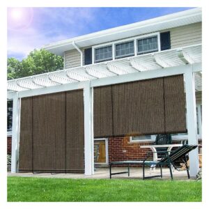 Outdoor Brown Brown Polyethylene Roll-Up Shade for Gazebo and Pergola