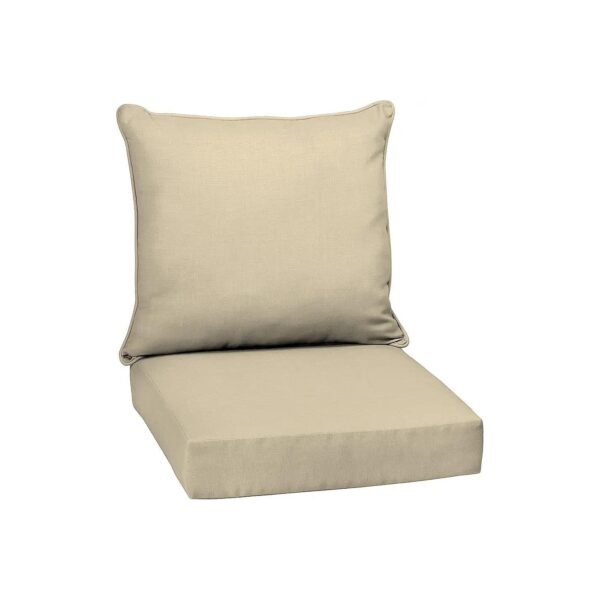 Outdoor Deep Seat Cushion Set with Tan Leala Color Polyester Fabric and Recycled Fill