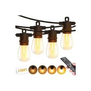 Outdoor Dimmable 100FT IP65 Waterproof String Lights with Edison Bulbs Patio Lights