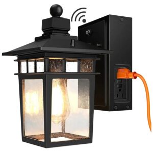 Outdoor Dusk to Dawn Wall Light with GFCI Outlet Sensor and Aluminum Construction