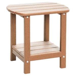 Outdoor HDPE Teak Two-Tier Adirondack Side Table for Patio Weather Resistant End Table