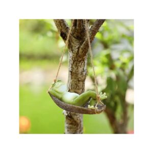 Outdoor Hanging Sleeping Frog Sculptures Swing Home Decor for Indoor or Yard Use